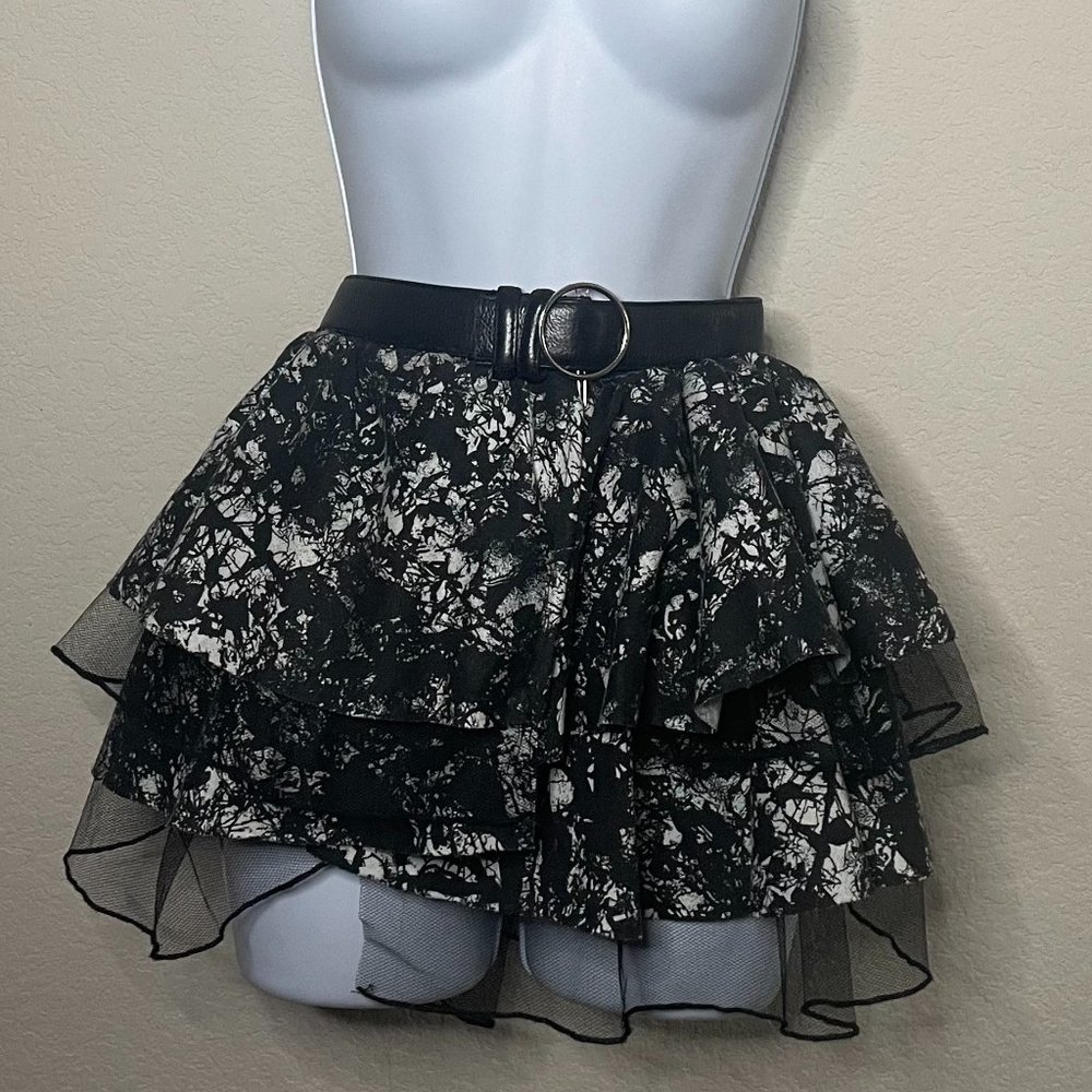 handmade vintage goth punk tutu mini belt skirt